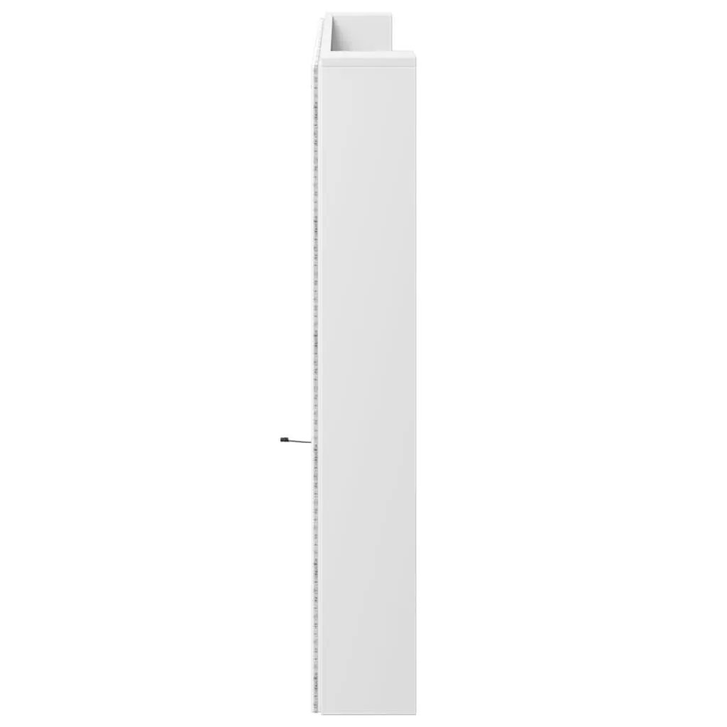 Headboard Cabinet with RGB LED Lights White 220cm