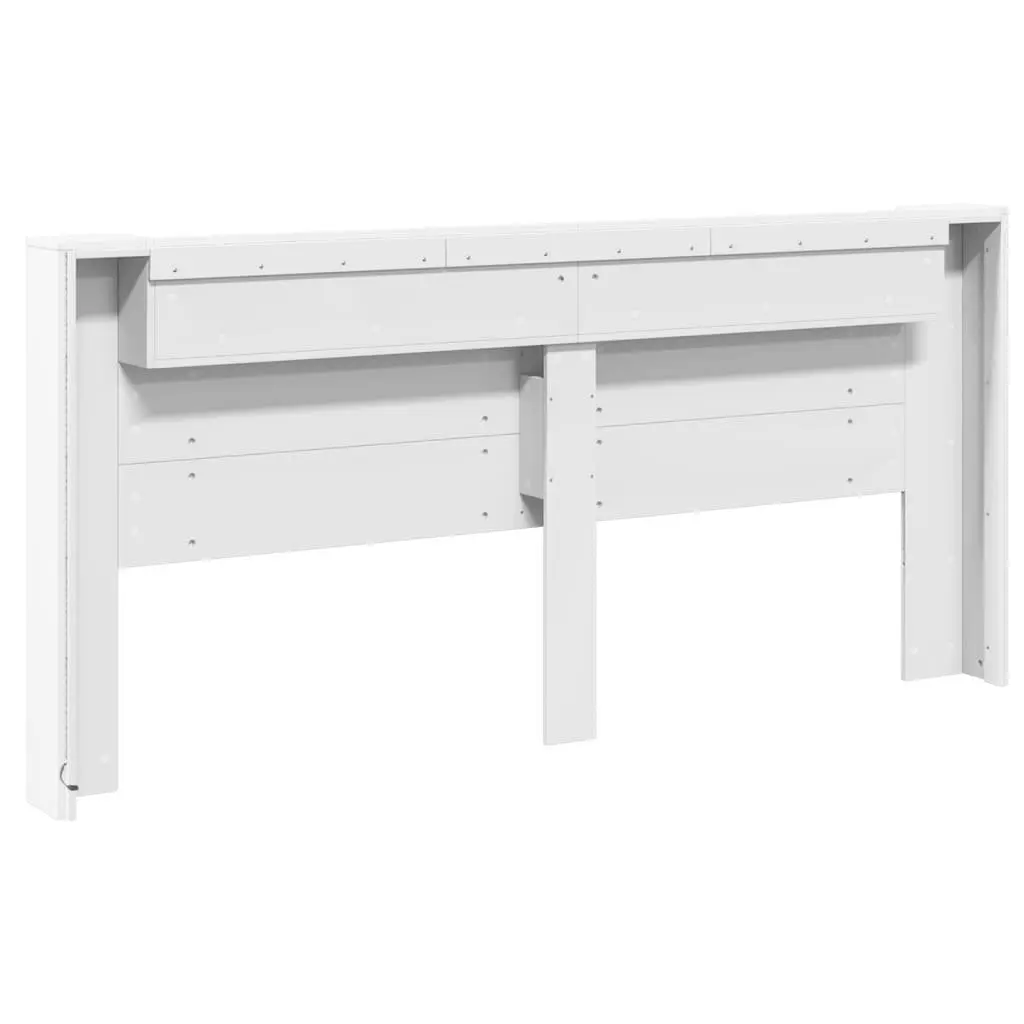 Headboard Cabinet with RGB LED Lights White 220cm