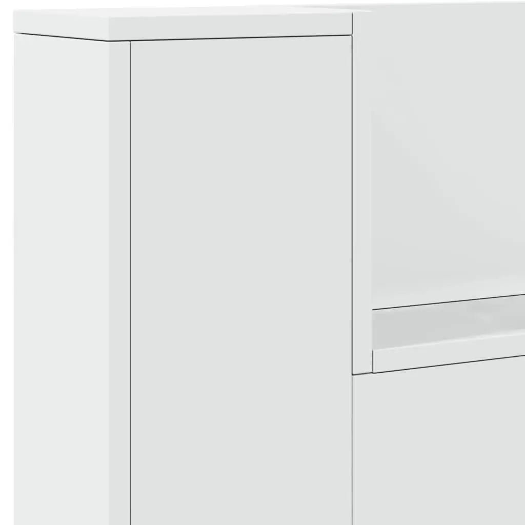 Headboard Cabinet with RGB LED Lights White 220cm