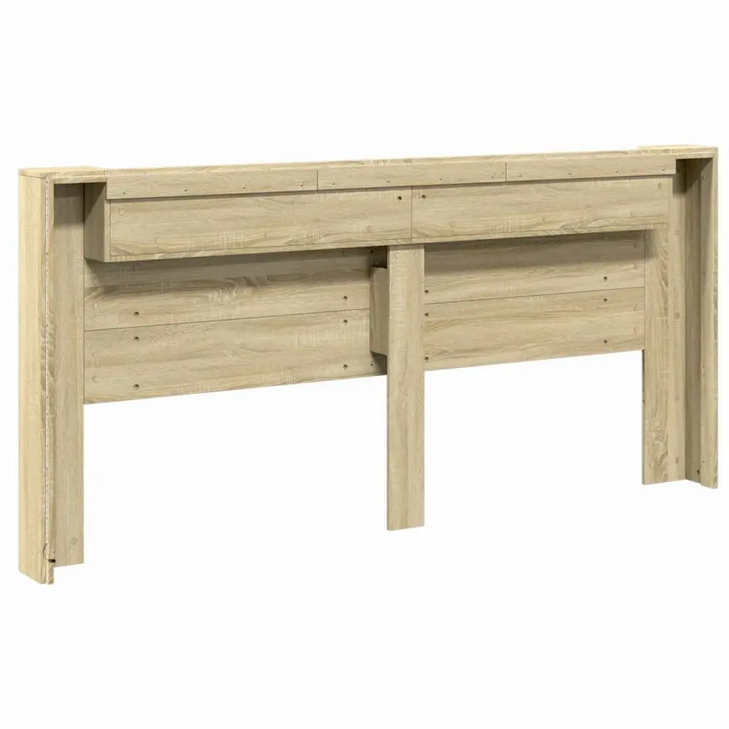 Headboard Cabinet with RGB LED Lights Open Shelf Storage Brown Engineered Wood