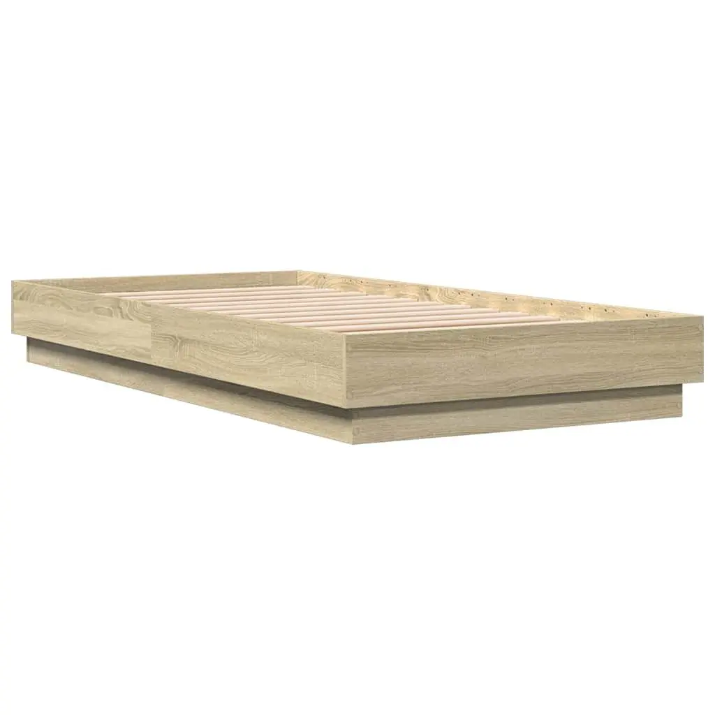 Bed Frame Slatted Base Engineered Wood 90x190 cm Sonoma Oak