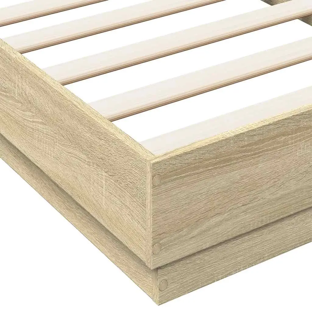 Bed Frame Slatted Base Engineered Wood 90x190 cm Sonoma Oak