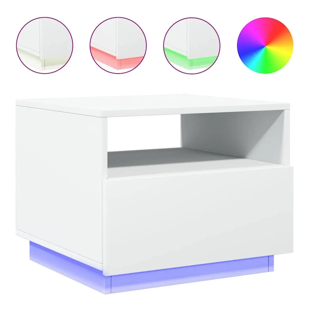 Coffee Table RGB LED Lights White Modern 50 x 49 x 40 cm