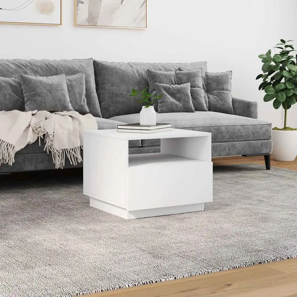 Coffee Table RGB LED Lights White Modern 50 x 49 x 40 cm