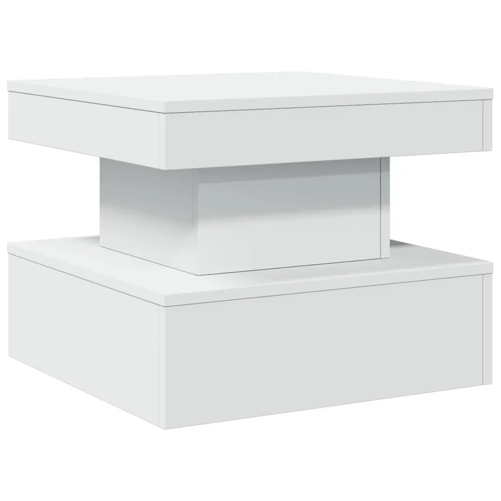 White Coffee Table with Customizable RGB LED Lights 50x50x40cm