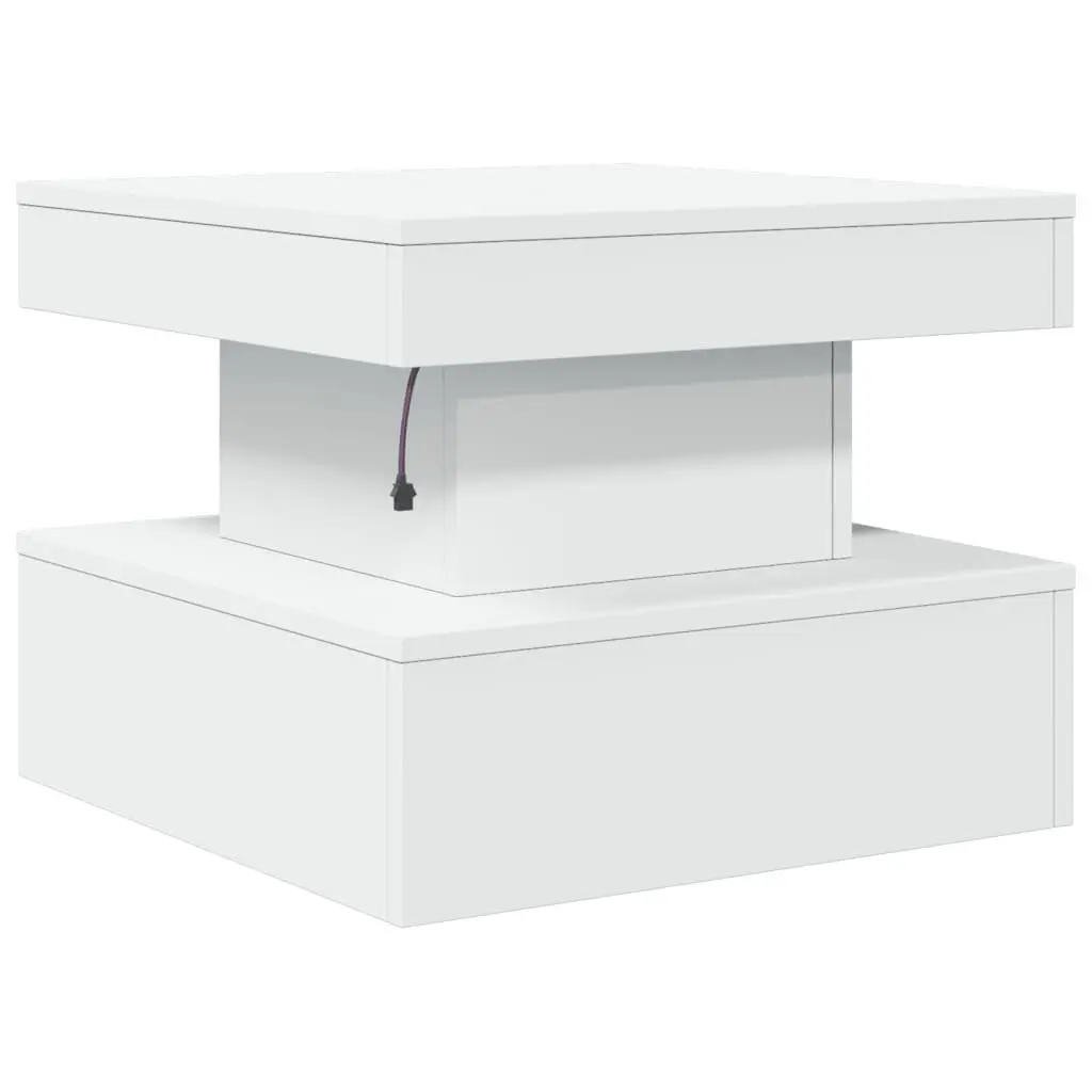 White Coffee Table with Customizable RGB LED Lights 50x50x40cm
