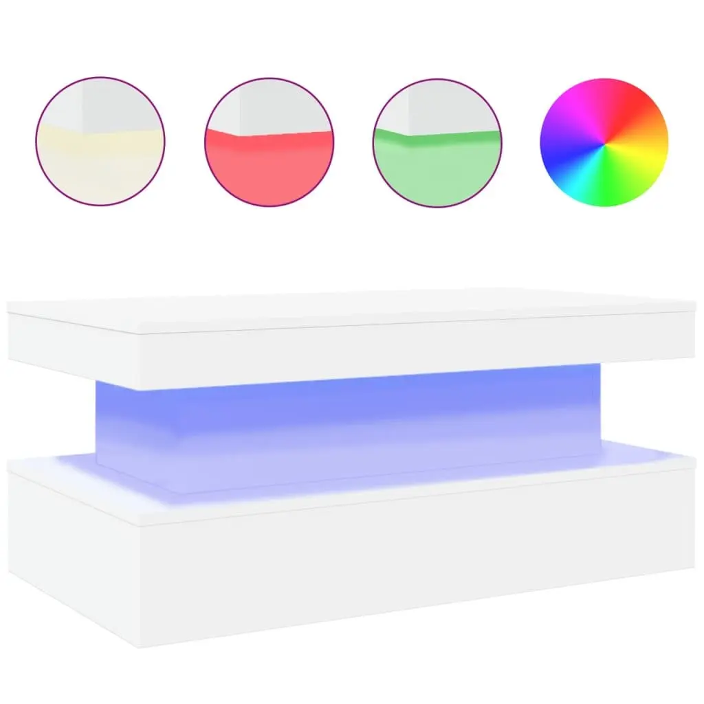 Coffee Table with RGB LED Lights Modern Side Table Living Room Accent Furniture