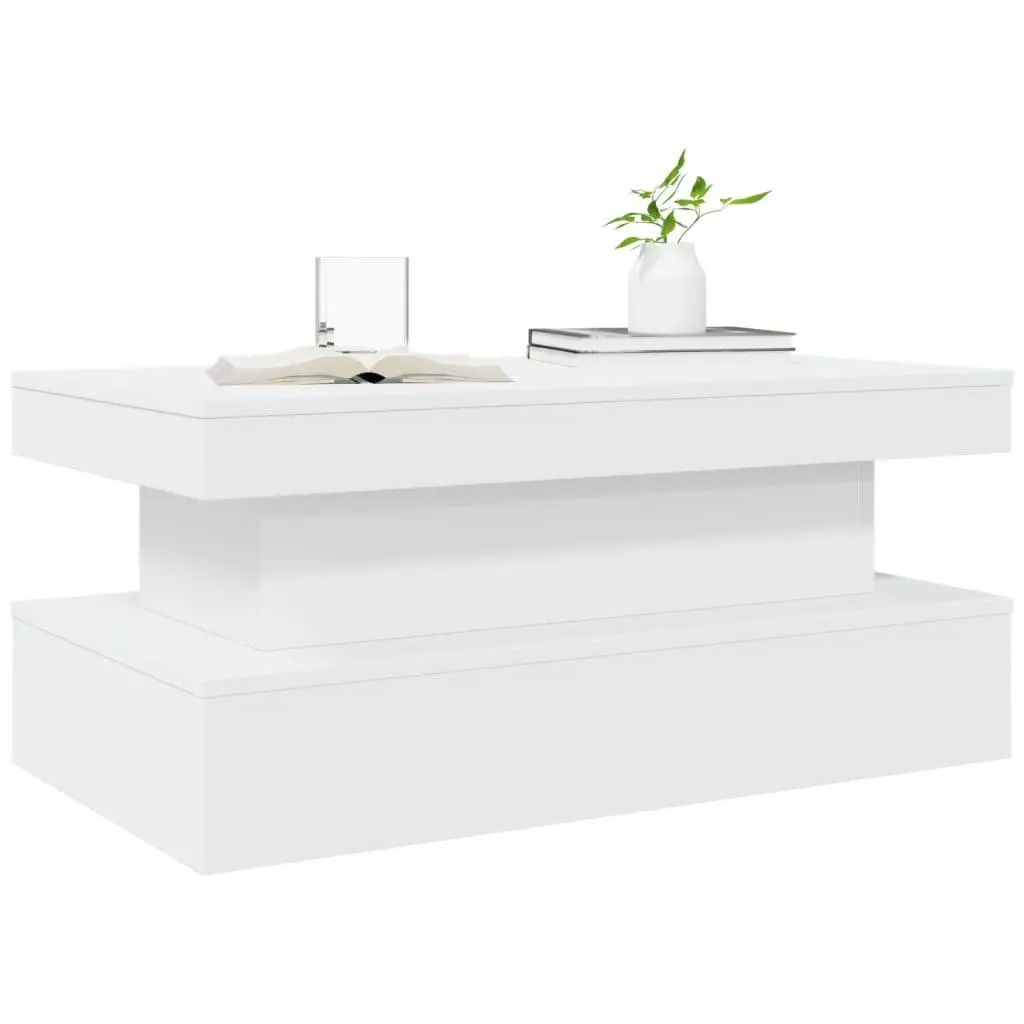 Coffee Table with RGB LED Lights Modern Side Table Living Room Accent Furniture