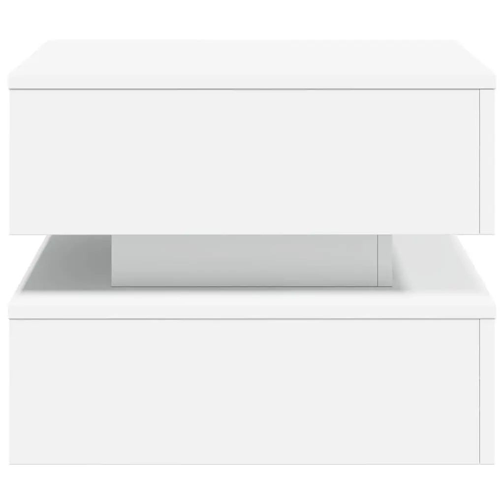 Coffee Table with RGB LED Lights Modern Side Table White Accent Living Room