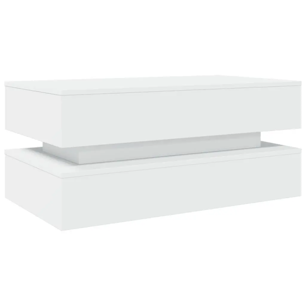 Coffee Table with RGB LED Lights Modern Living Room Accent White 90x50x40cm