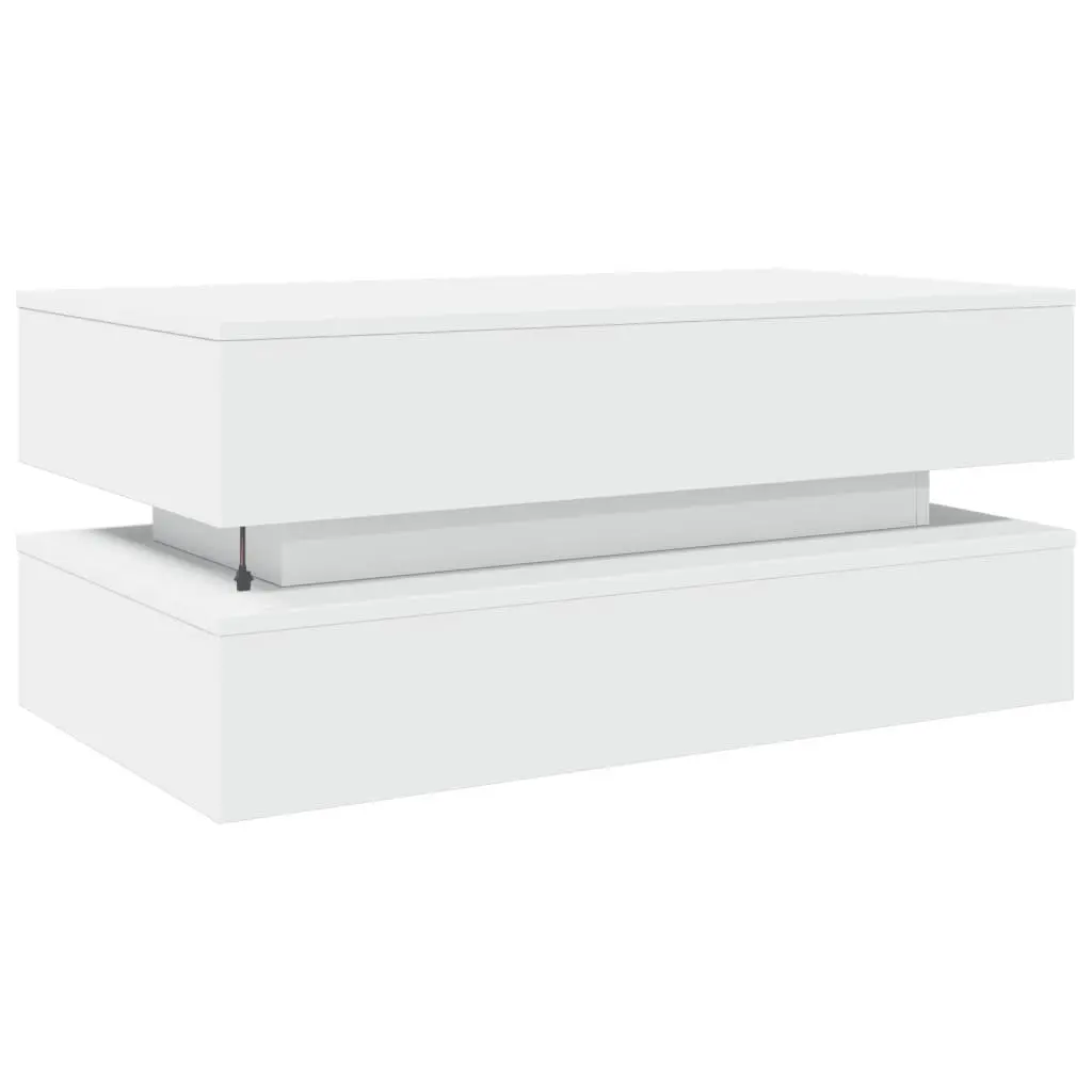 Coffee Table with RGB LED Lights Modern Living Room Accent White 90x50x40cm