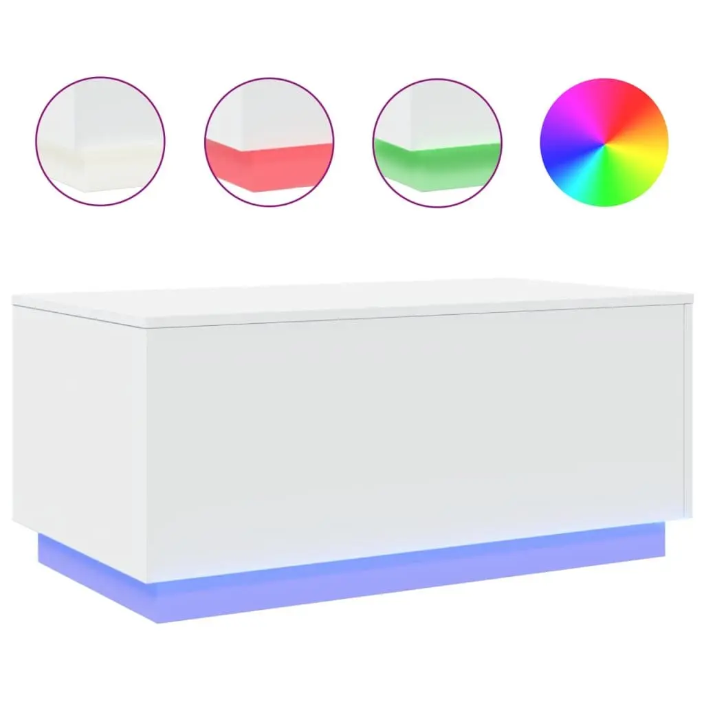 White Coffee Table with RGB LED Lights