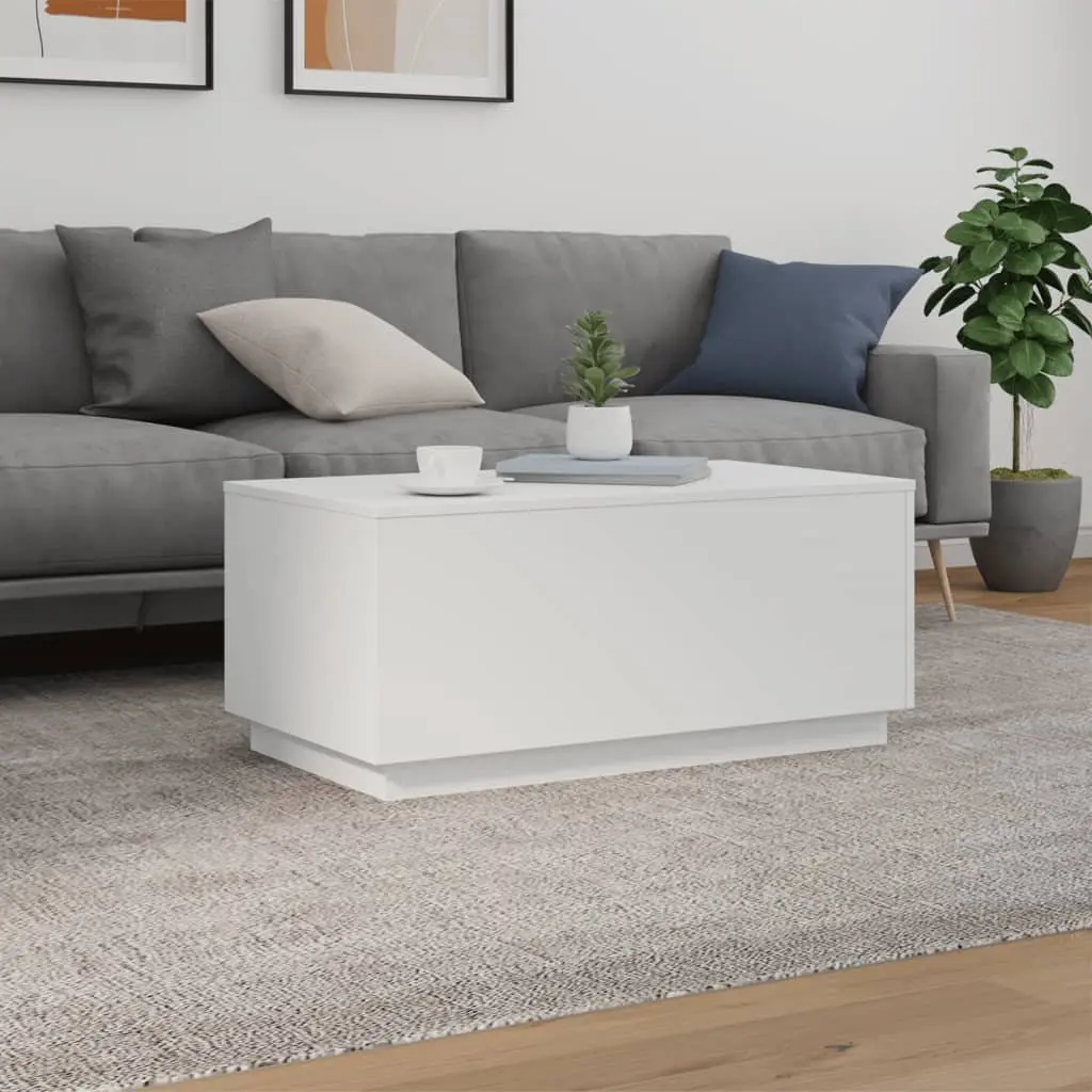 White Coffee Table with RGB LED Lights