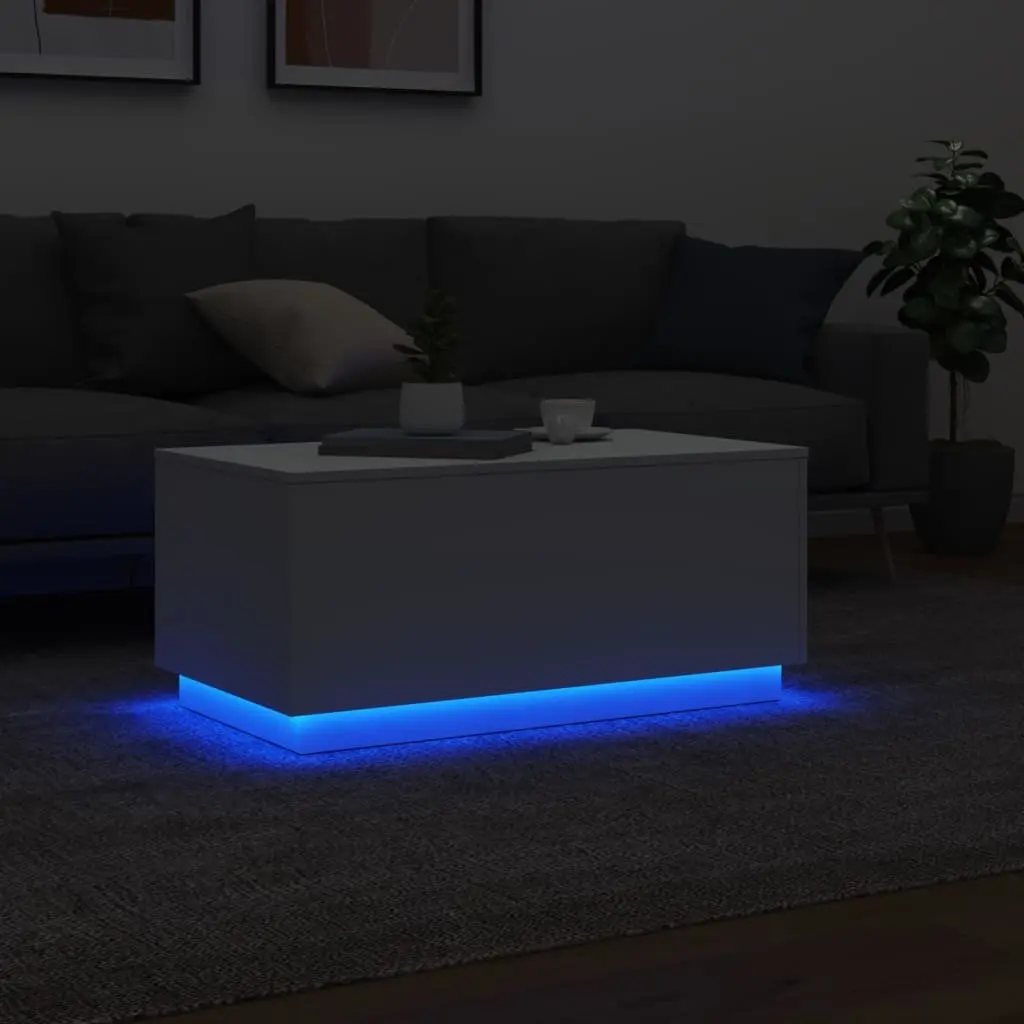 White Coffee Table with RGB LED Lights