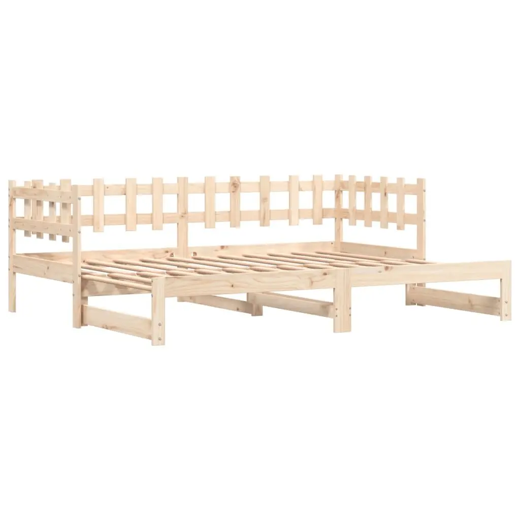 Pull-out Day Bed Solid Wood Slatted Base Guest Bed Sofa Frame Brown 90x190cm
