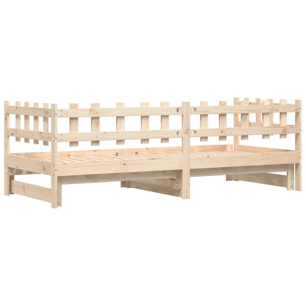 Pull-out Day Bed Solid Wood Slatted Base Guest Bed Sofa Frame Brown 90x190cm