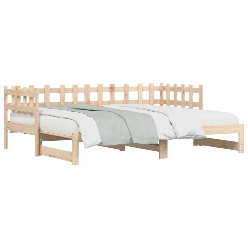 Pull-out Day Bed Solid Wood Slatted Base Guest Bed Sofa Frame Brown 90x190cm