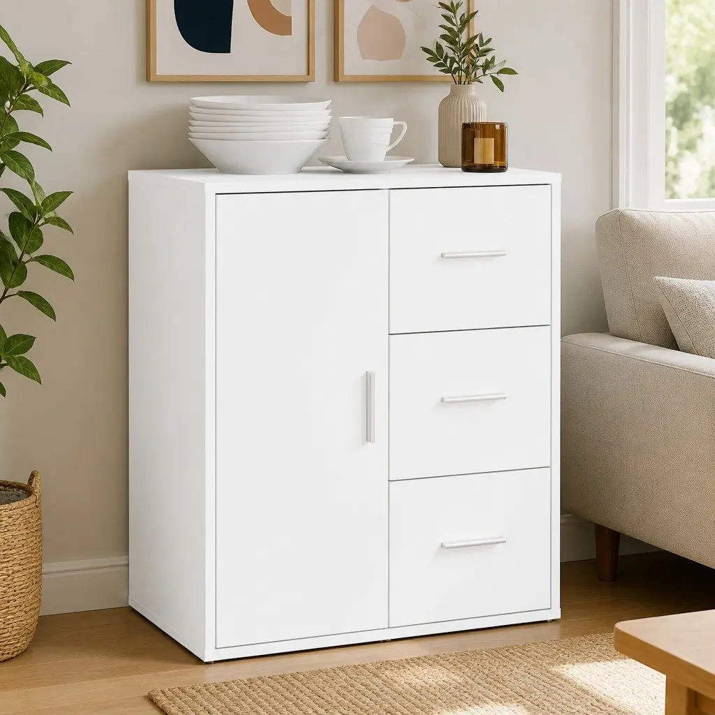 Sideboard Storage Cabinet White Engineered Wood 60x31x70 cm