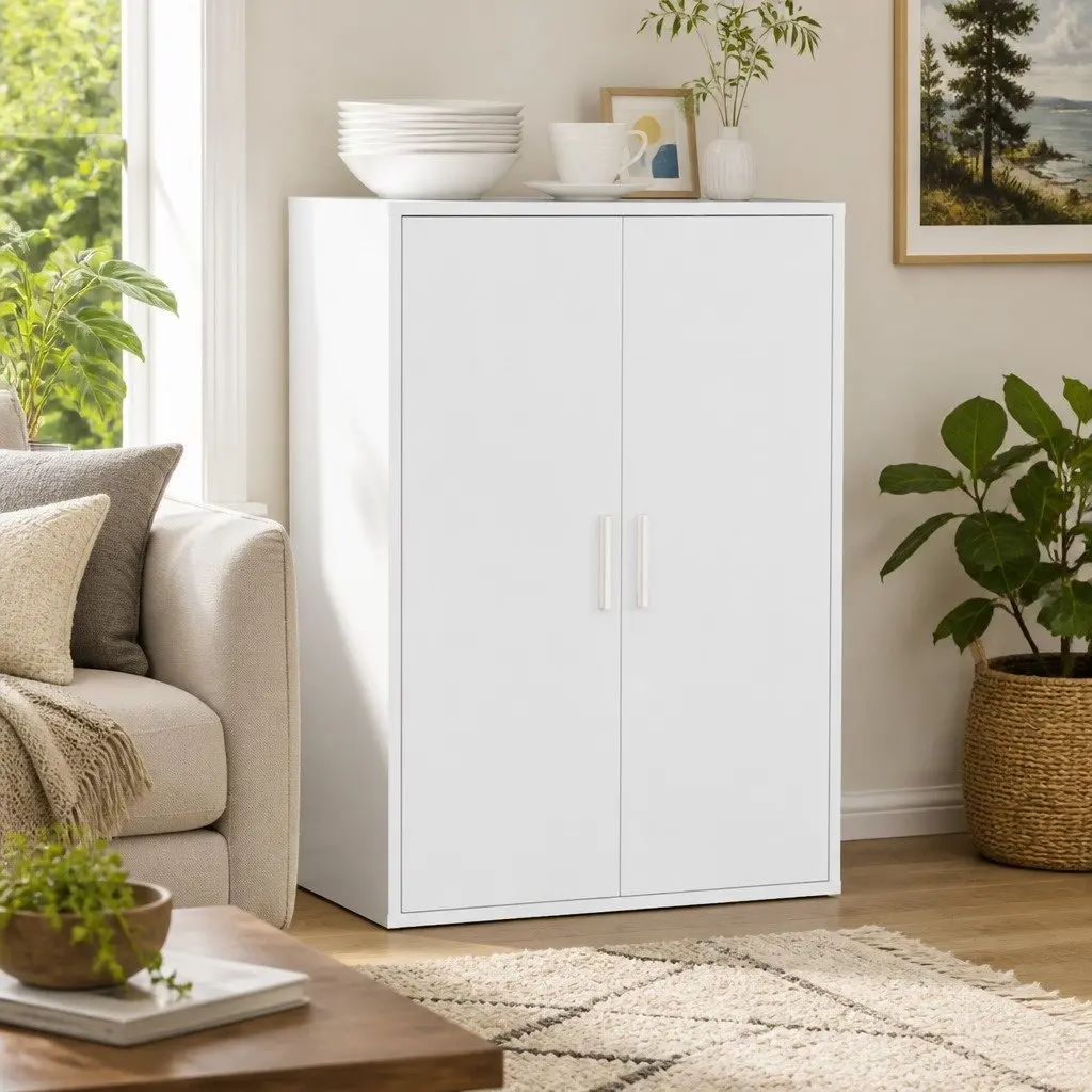 Sideboard White Engineered Wood 60x31x84 cm Storage Cabinet
