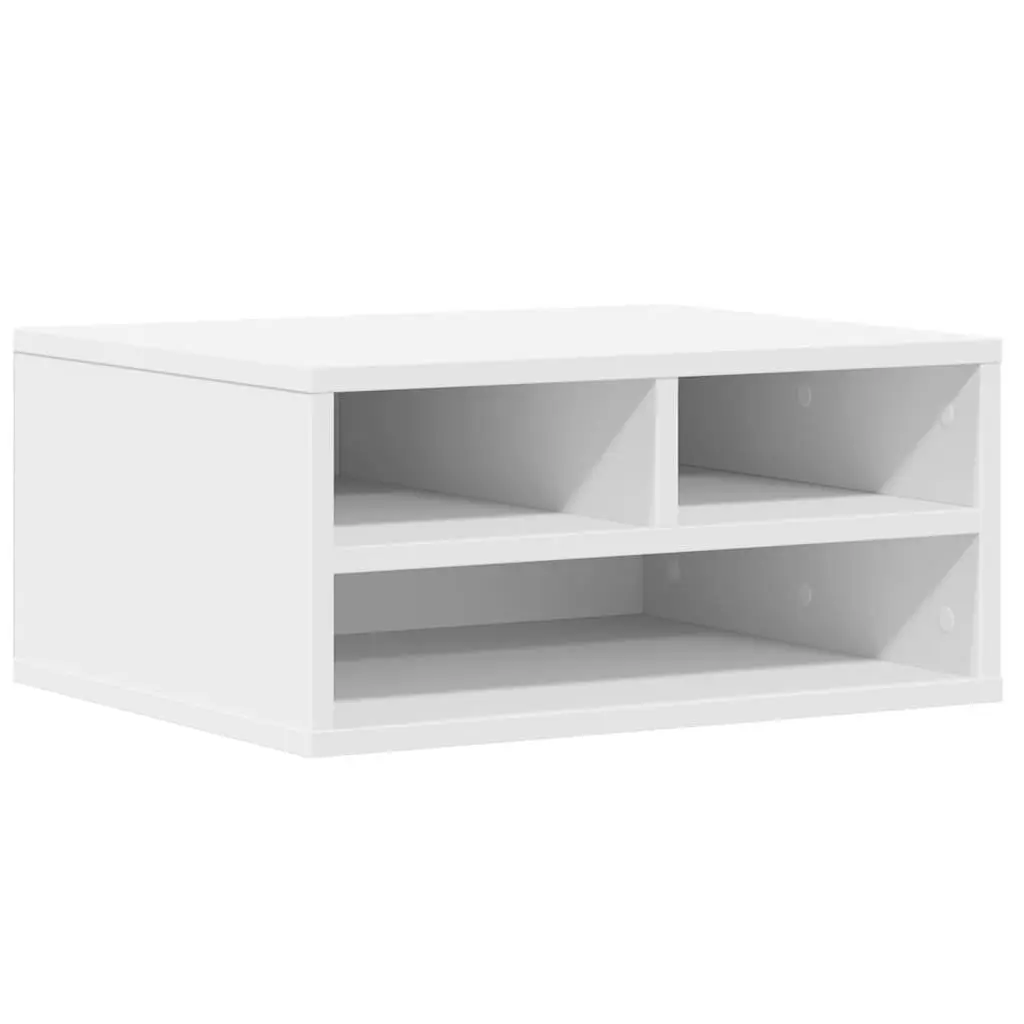 Printer Stand White Engineered Wood Organiser Shelf Storage 49 x 40 x 22.5 cm