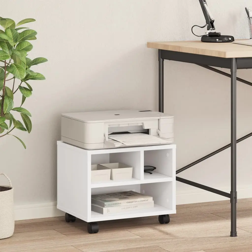 Printer Stand Mobile with Wheels White 41 x 32 x 34.5 cm