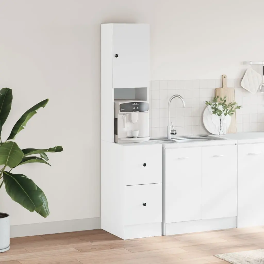 Kitchen Cabinet White Storage Unit with Doors Drawers 35x50x180cm