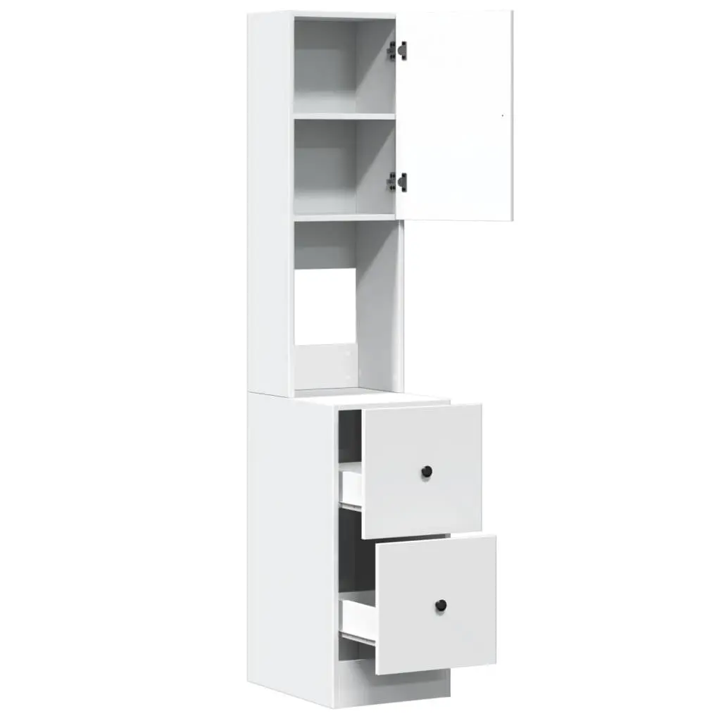 Kitchen Cabinet White Storage Unit with Doors Drawers 35x50x180cm