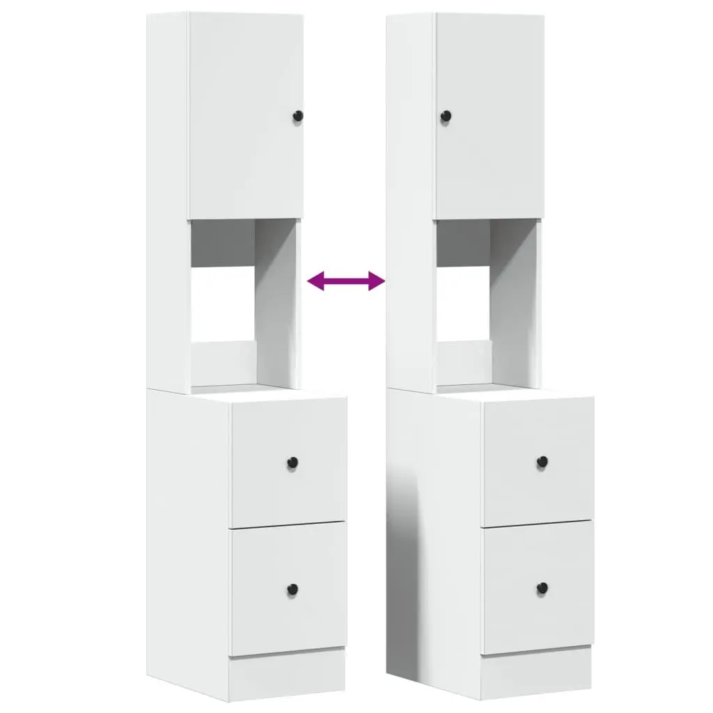 Kitchen Cabinet White Storage Unit with Doors Drawers 35x50x180cm