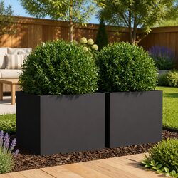 Friendly Black Steel Planters 2 pcs for You
