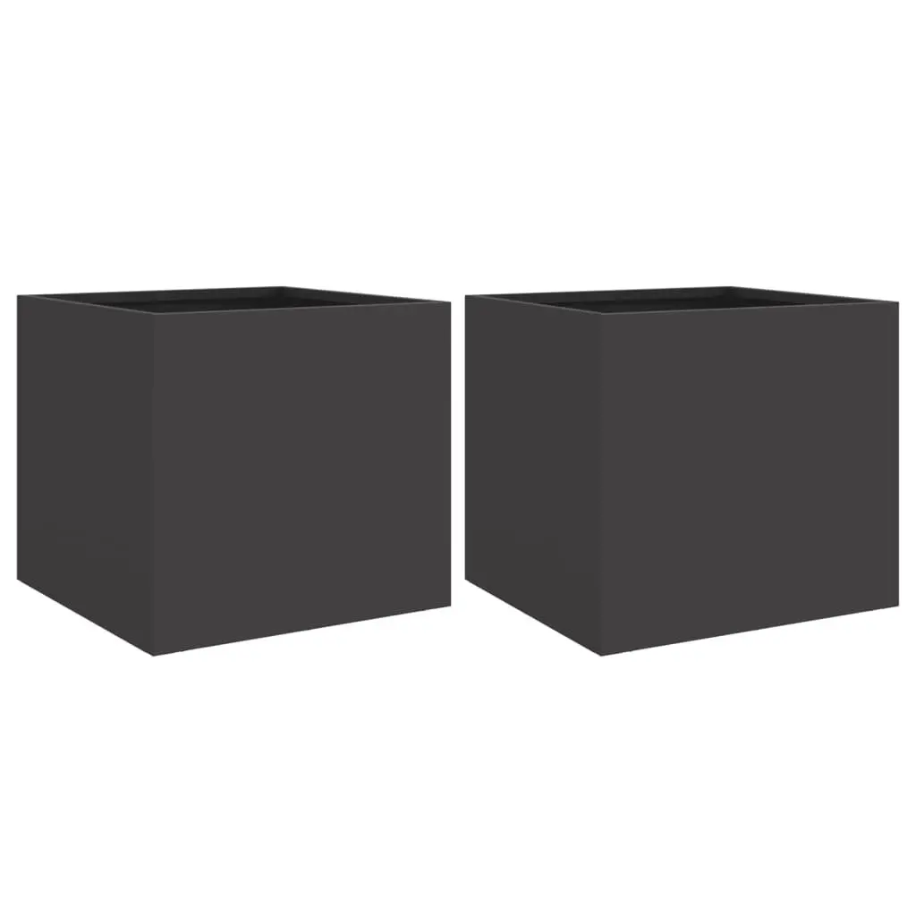 Steel Planters Black 32x30x29 cm 2 Piece Garden Flower Pot Raised Bed Outdoor