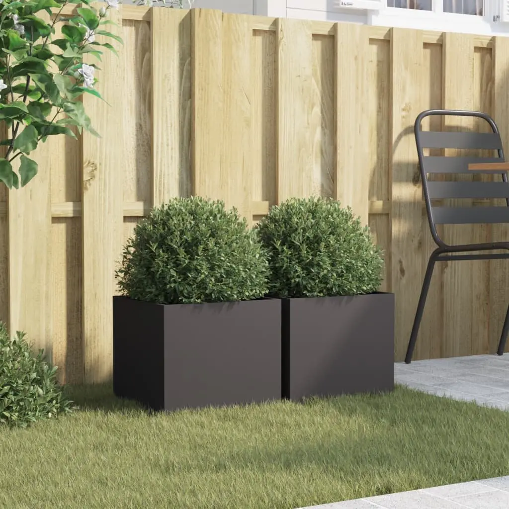 Steel Planters Black 32x30x29 cm 2 Piece Garden Flower Pot Raised Bed Outdoor