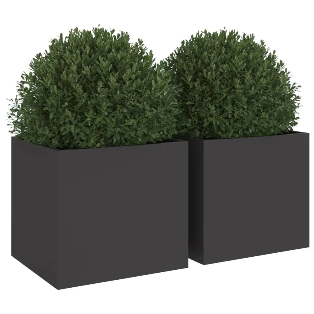 Steel Planters Black 32x30x29 cm 2 Piece Garden Flower Pot Raised Bed Outdoor