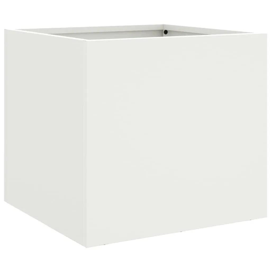 Steel Garden Planters Sturdy White Outdoor Raised Flower Beds 32 x 30 x 29 cm 2 pcs