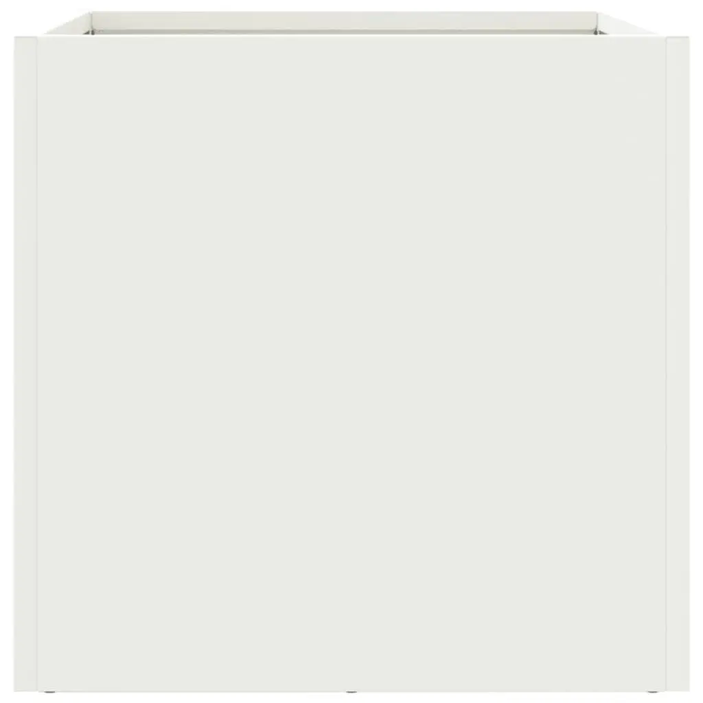Steel Garden Planters Sturdy White Outdoor Raised Flower Beds 32 x 30 x 29 cm 2 pcs