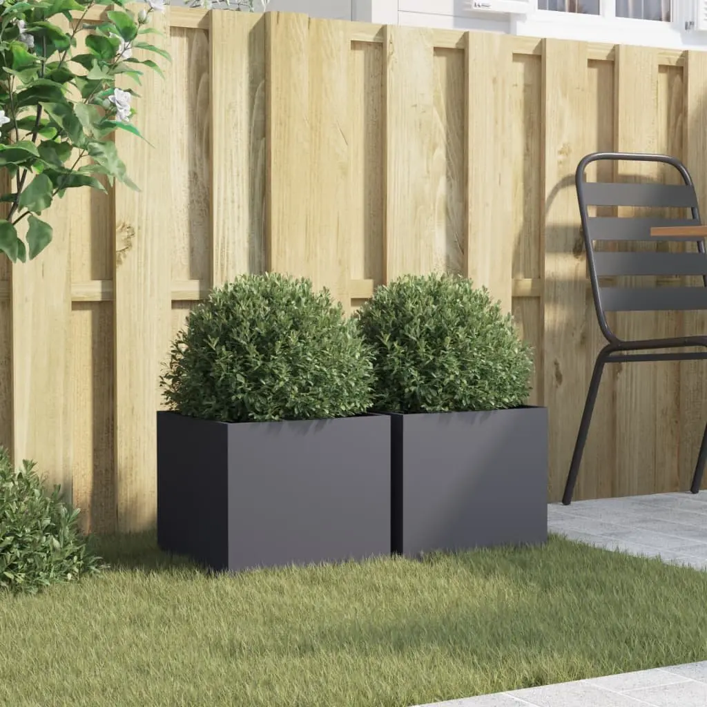 Steel Garden Planters Sturdy Frame Anthracite 32x30x29 cm