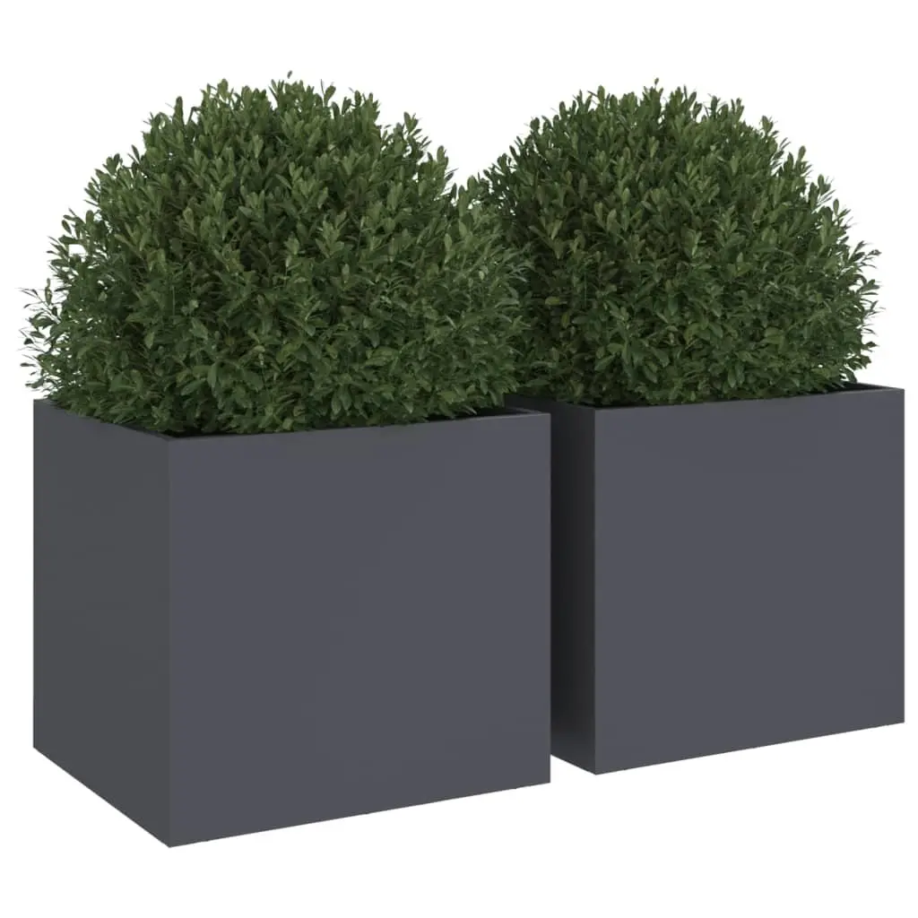 Steel Garden Planters Sturdy Frame Anthracite 32x30x29 cm