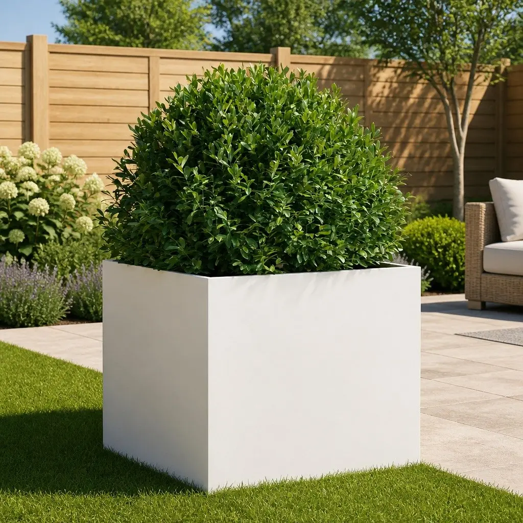 Raised Planter White Steel Frame 42 x 40 x 39 cm