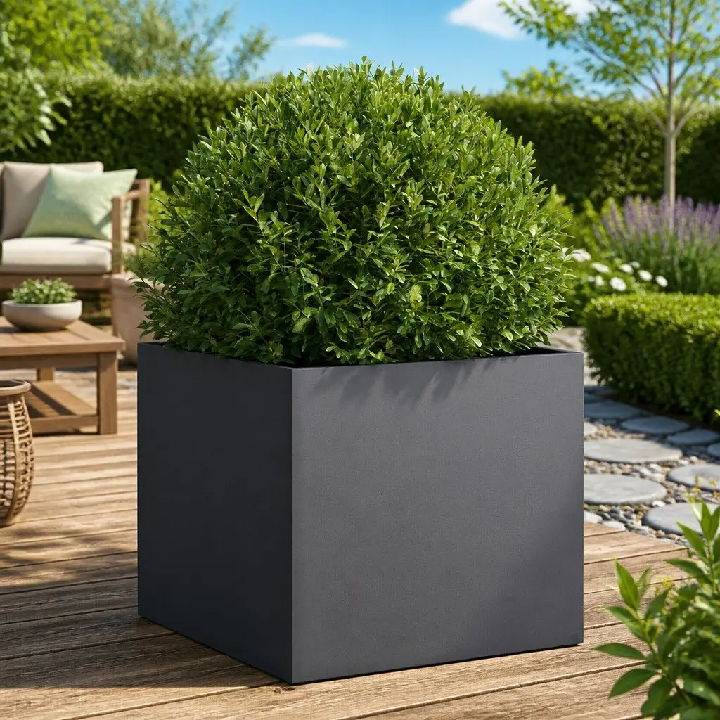 Steel Planter Anthracite Raised Bed 42 x 40 x 39 cm Outdoor Pots Decorative