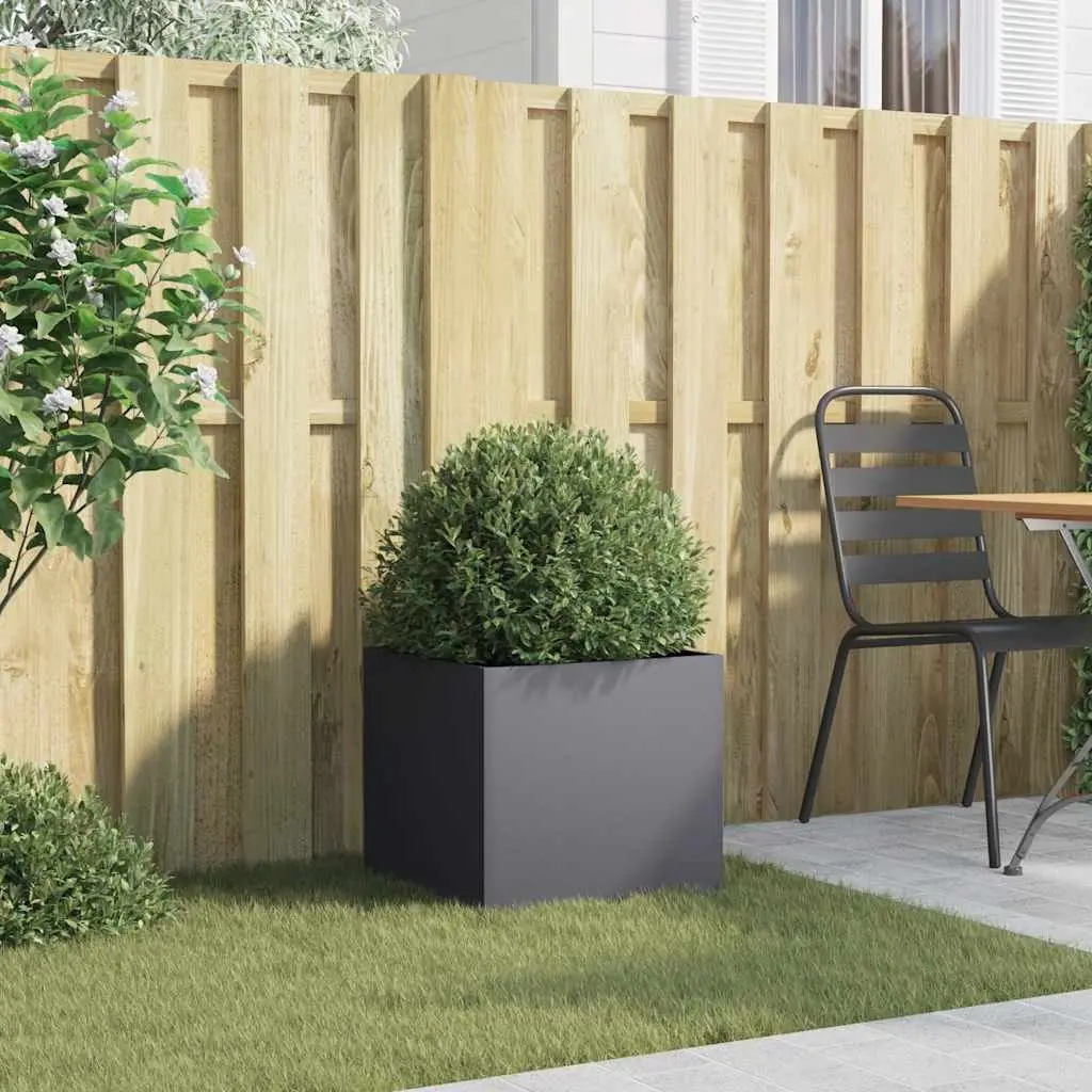 Steel Planter Anthracite Raised Bed 42 x 40 x 39 cm Outdoor Pots Decorative