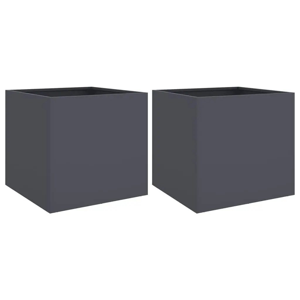 Raised Bed Planter Boxes Anthracite Steel Frame 42 x 40 x 39 cm 2 Piece