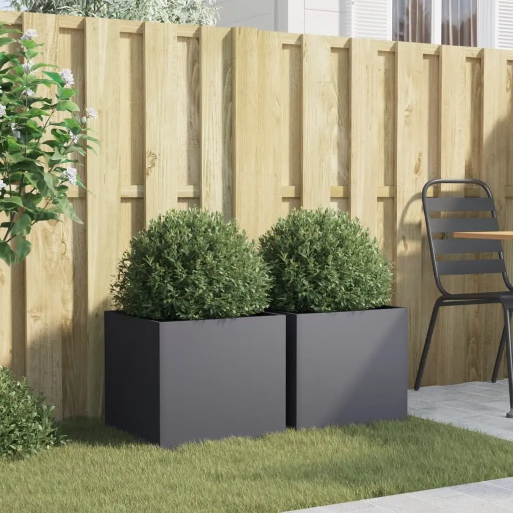 Raised Bed Planter Boxes Anthracite Steel Frame 42 x 40 x 39 cm 2 Piece