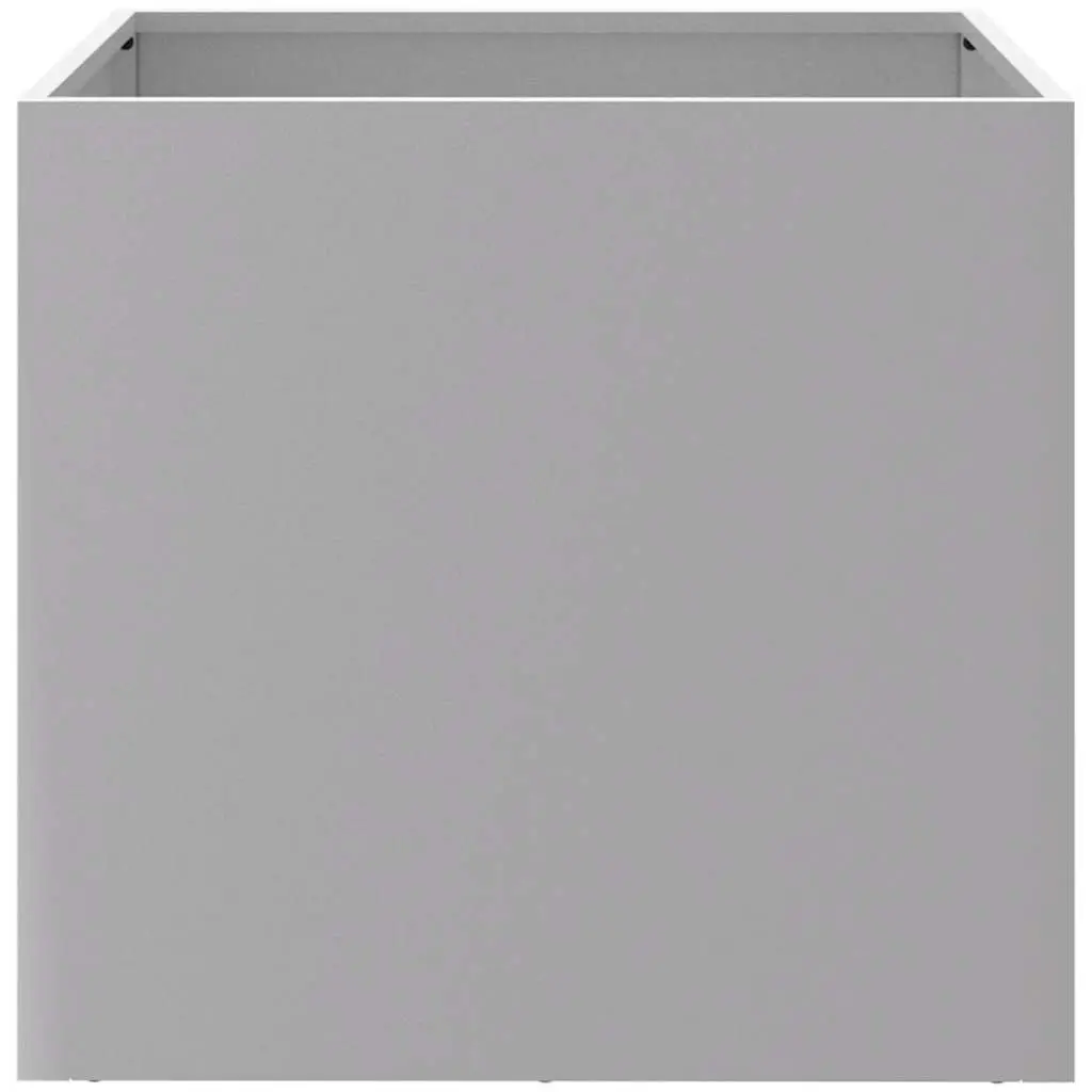 Galvanised Steel Garden Planters 42x40x39cm Silver Outdoor Pots Set of 2