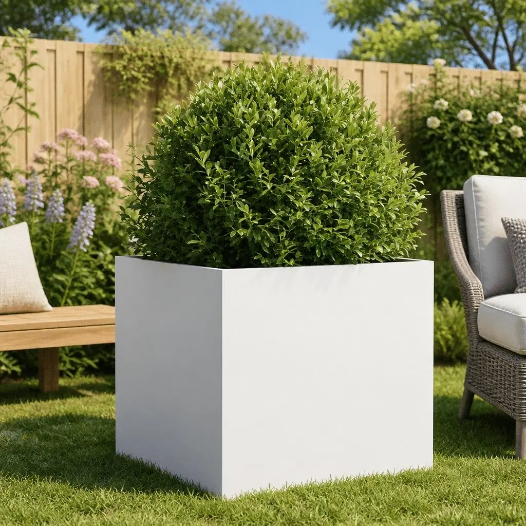 Raised Garden Planter Steel Frame White 49L x 47W x 46H cm