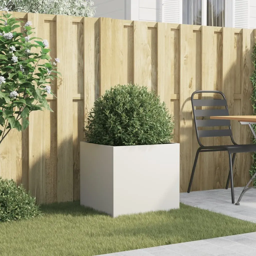 Raised Garden Planter Steel Frame White 49L x 47W x 46H cm