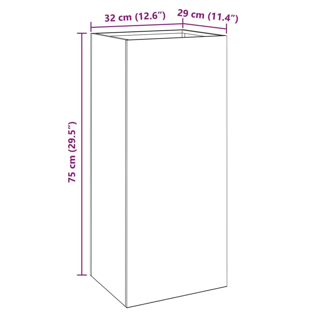Steel Planter Anthracite Outdoor Garden Flower Box 32 x 29 x 75 cm