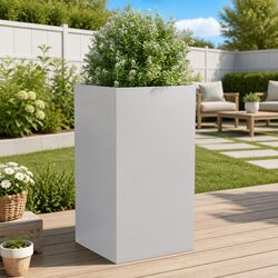 Galvanised Steel Planter Silver 42x38x75 cm Garden Pots Flowers Herbs Balcony