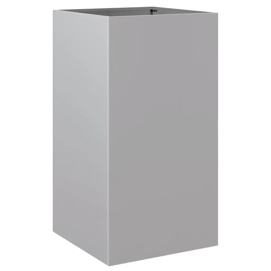 Galvanised Steel Planter Modern Silver 42x38x75 cm
