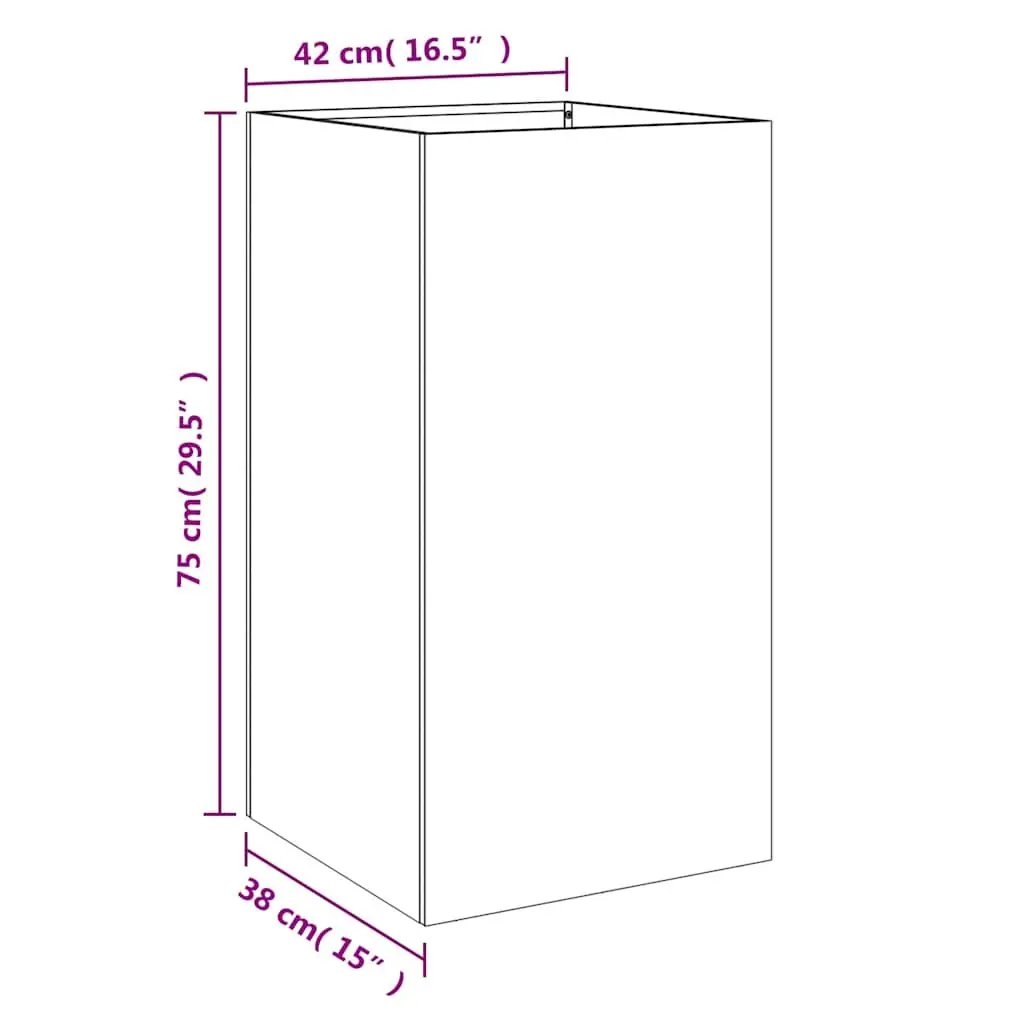 Galvanised Steel Planter Modern Silver 42x38x75 cm