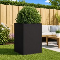 Black Steel Planter Box Garden Raised Bed Flower Container Outdoor Decor