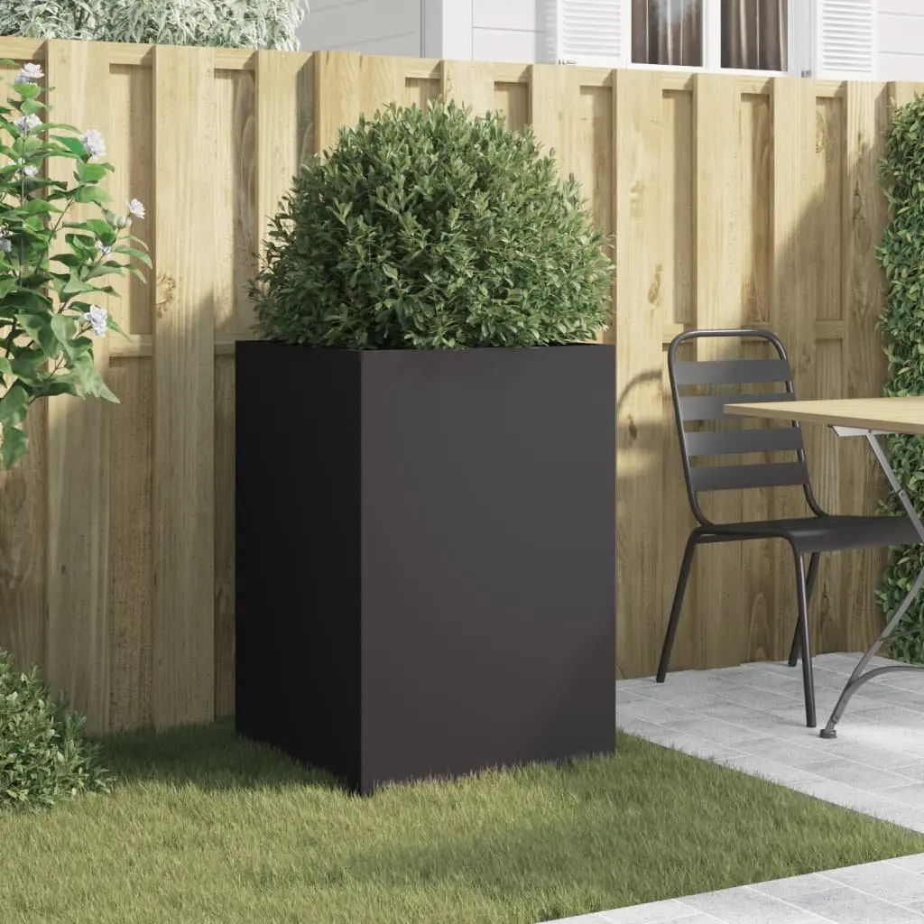 Black Steel Planter Box Durable Outdoor Garden Raised Bed 52 x 48 x 75 cm